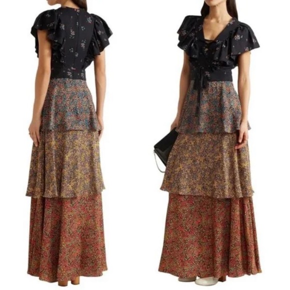 Philosophy di Lorenzo Serafini • Floral Maxi Dress - Black, Blue, Yellow, Red - Picture 1 of 7
